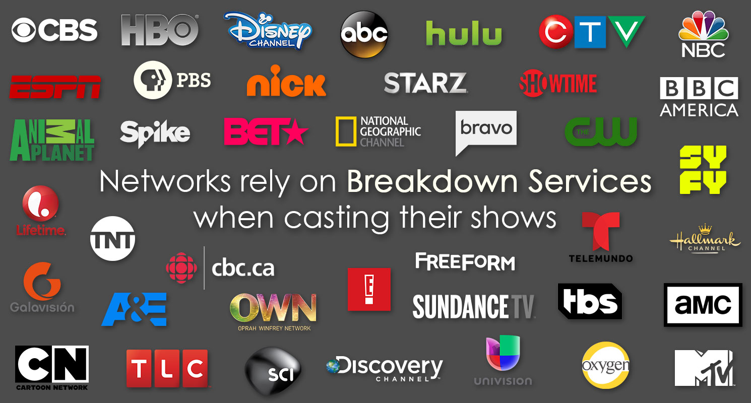 Top Networks rely on Breakdown Services when casting their shows.